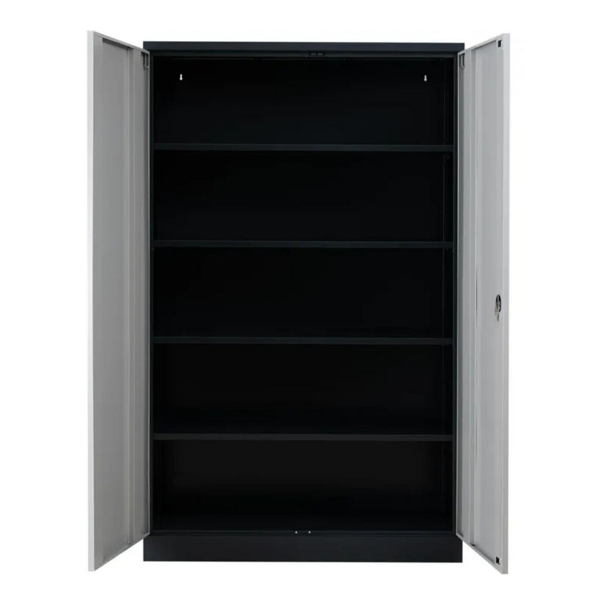 STAHLSCHRANK Bee mit 5 lackierten Fachböden 195x92x50 cm Korpusfarbe Anthrazit Frontfarbe Lichtgrau - Hellgrau, Metall (92/195/50cm)
