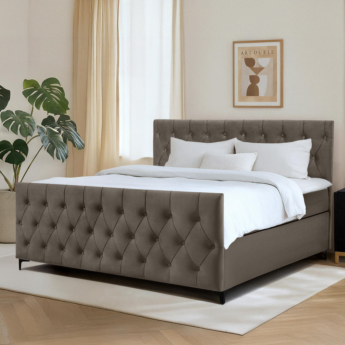 POLSTERBETT ARDEA, Braun - Schwarz/Braun, Holz/Holzwerkstoff (180/200cm) - KONSIMO®