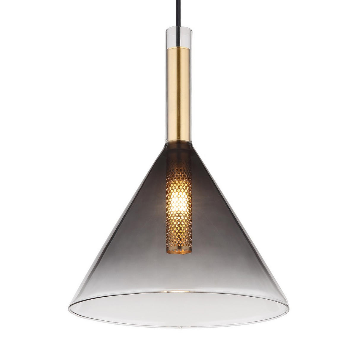 HÄNGELEUCHTE, Metall, Messingfarben, LED - Schwarz, Glas (20/20/120cm) - Globo Lighting