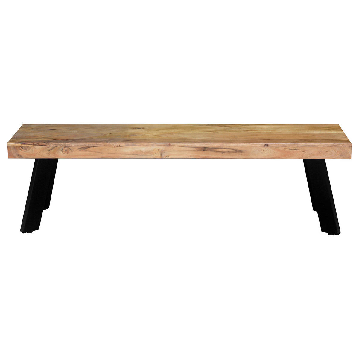 SITZBANK - Metall / Massivholz - Schwarz - Schwarz/Akaziefarben, Holz/Metall (160/45/38cm) - home24