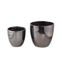 TOPF Mylie Silber 36/36/31cm 2er-Set - Silberfarben, Keramik (31cm) - PTMD Collection