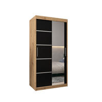 SCHWEBETÜRENSCHRANK 200/100/62 2-türig - Silberfarben/Schwarz, Holz/Kunststoff (100/200/62cm) - MÖBEL KRYSPOL