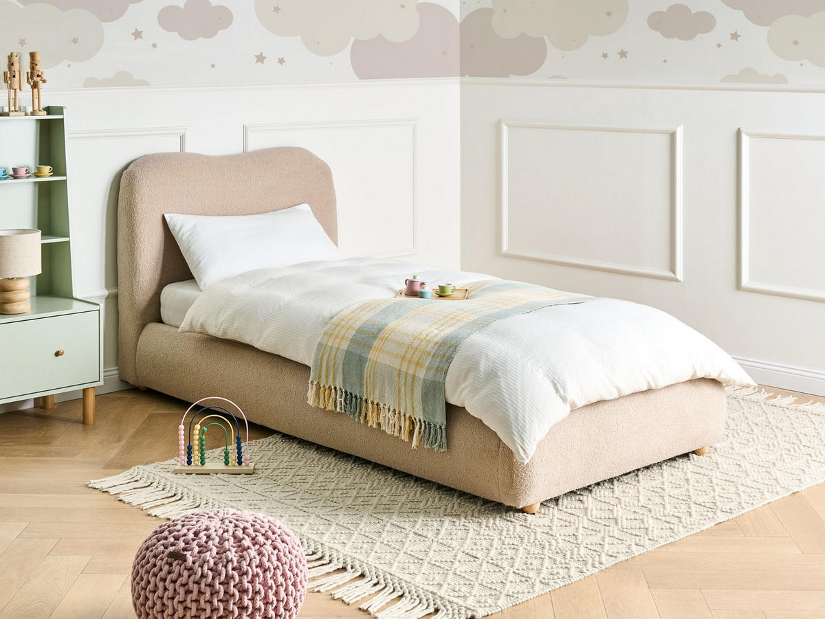 BETT mit Stauraum 90/200 cm Beige Blagnac - Beige/Braun, Textil (90/200cm) - Beliani