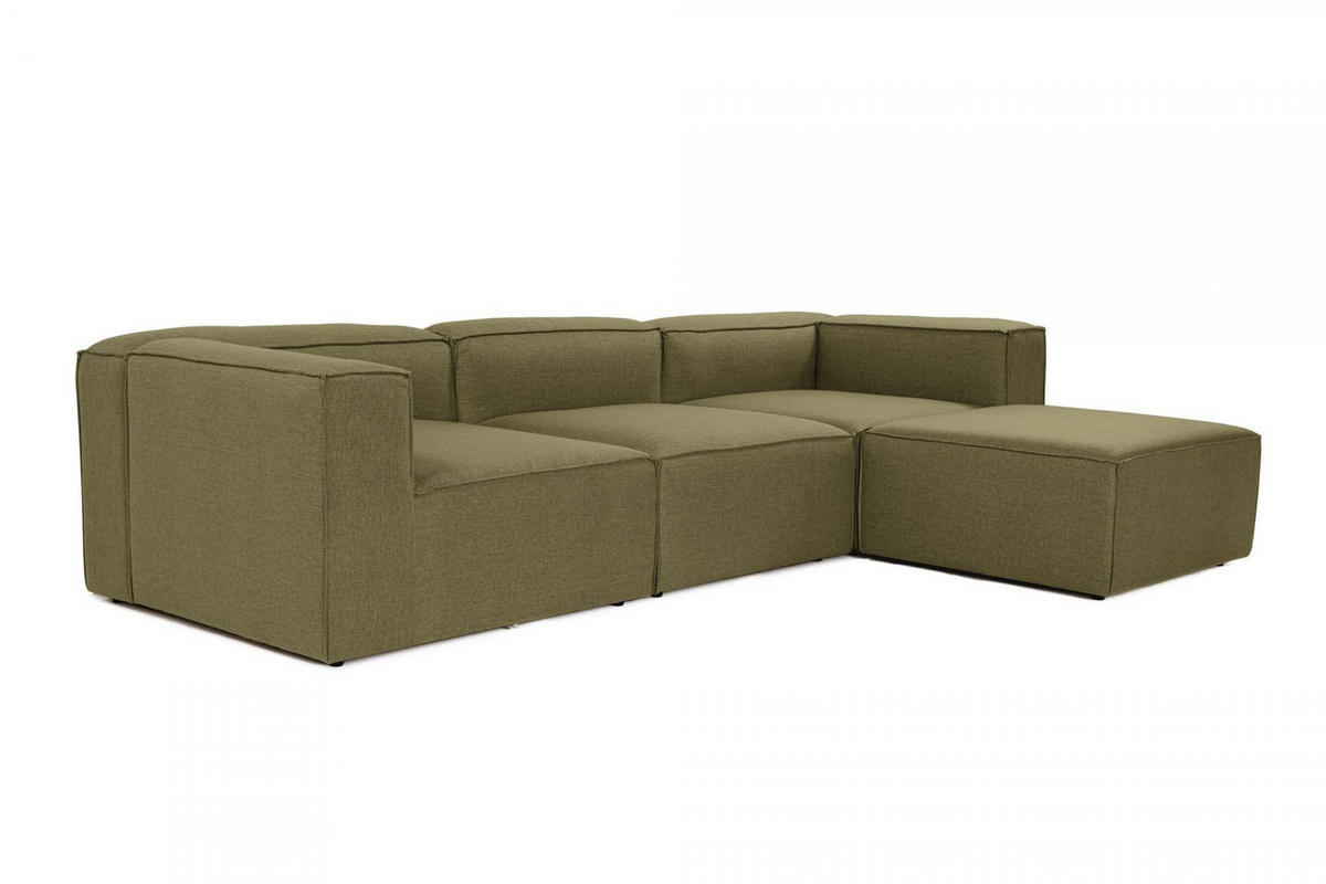 ECKSOFA beidseitig montierbar - Salbeigrün/Schwarz, Holz/Kunststoff (296/185cm) - myHomelando