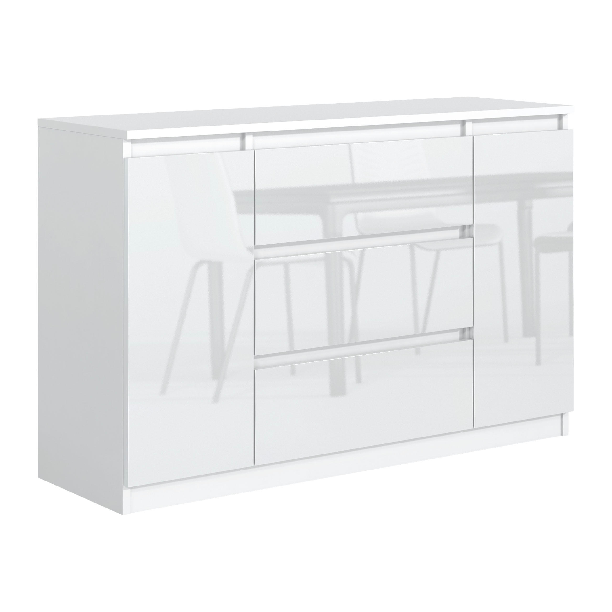 Masseno Kommode Weiß Hochglanz 120x78.5x39 cm