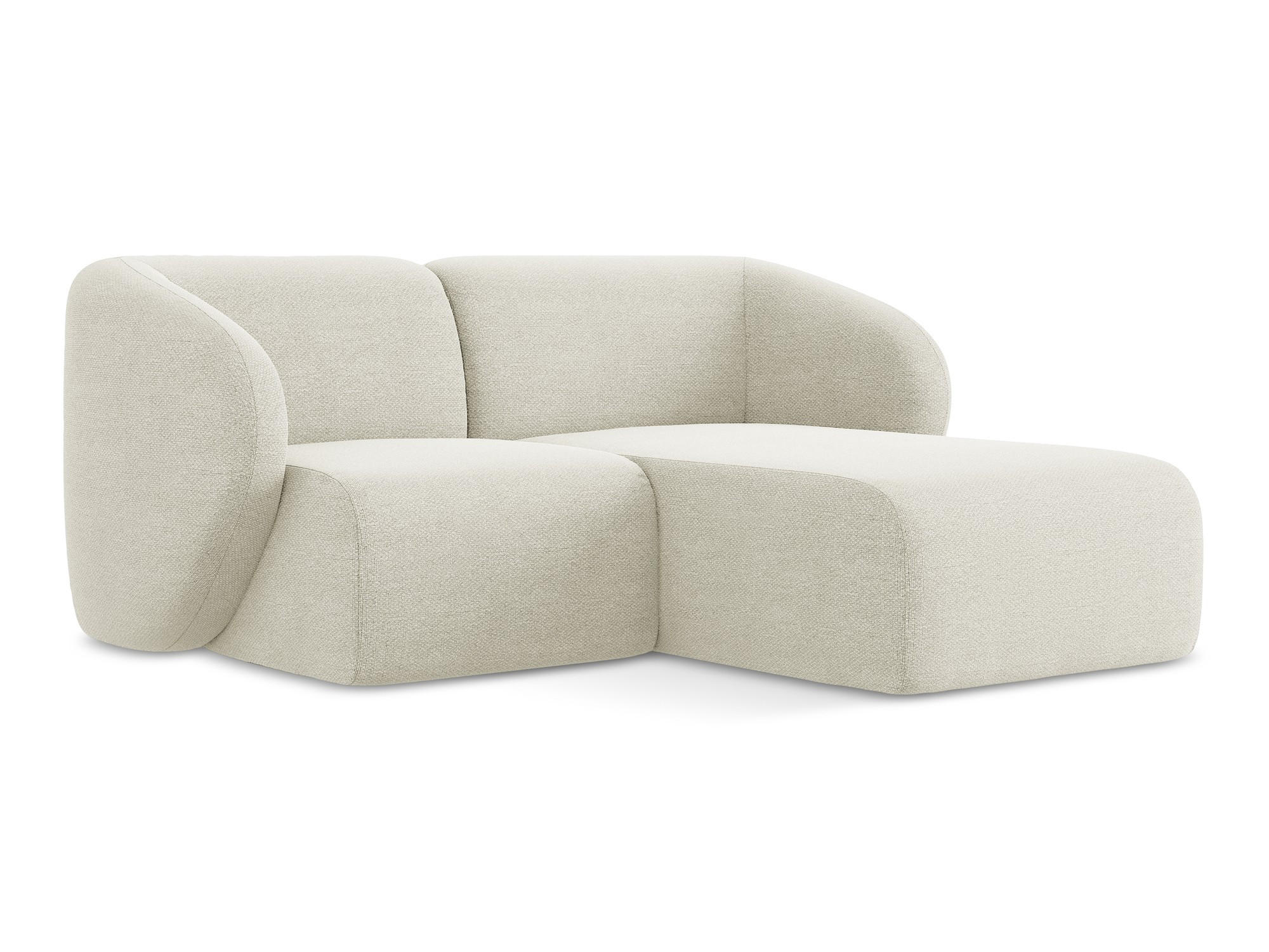 ECKSOFA Rechts Bouclé Stoff Beige - Sandfarben/Schwarz, Holzwerkstoff/Kunststoff (178/166cm) - Makamii