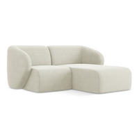 ECKSOFA Rechts Bouclé Stoff Beige - Sandfarben/Schwarz, Holzwerkstoff/Kunststoff (178/166cm) - Makamii