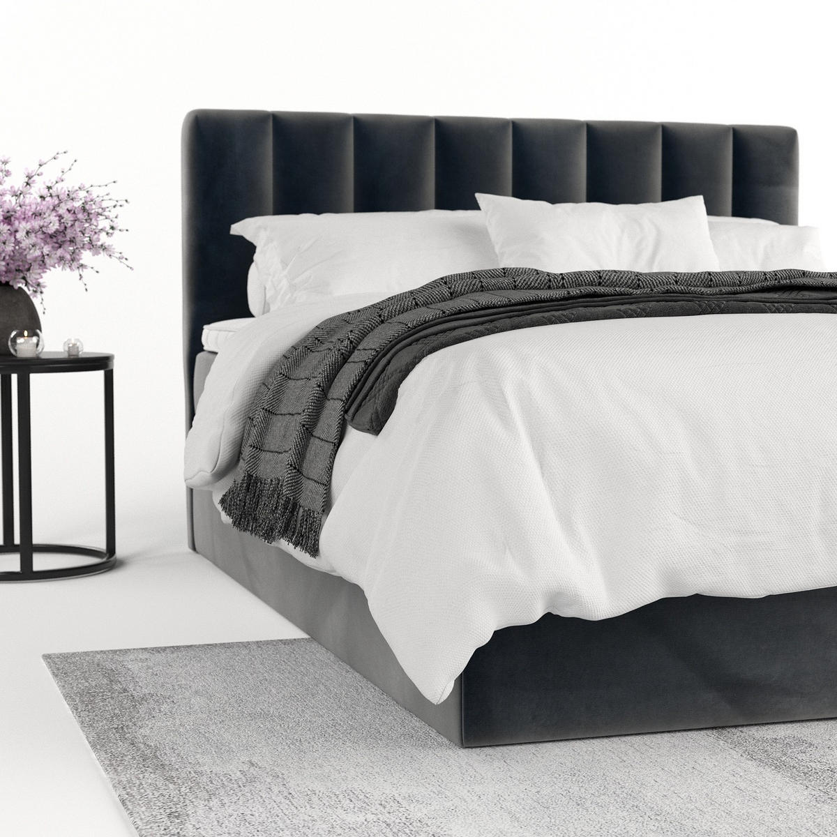 BOXBETT Lusso 180/200 cm Anthrazit im Paros Stoff - Anthrazit/Schwarz, Holz/Holzwerkstoff (180/200cm) - AltaBeds