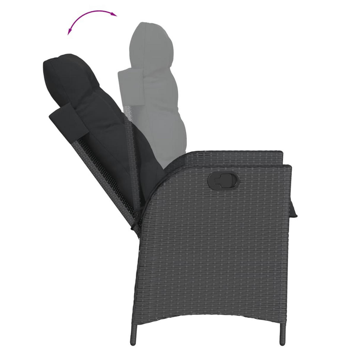 GARTEN-ESSGRUPPE 9Er Set Mit Kissen Schwarz Poly Rattan - Schwarz, Kunststoff - vidaXL
