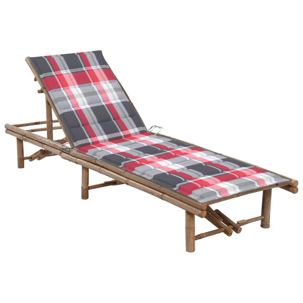 GARTEN-SONNENLIEGE mit Auflage Bambus - Braun, Holz (65/87/200cm) - furnicato