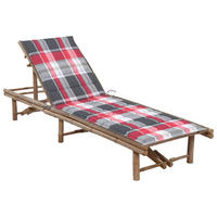 GARTEN-SONNENLIEGE mit Auflage Bambus - Braun, Holz (65/87/200cm) - furnicato