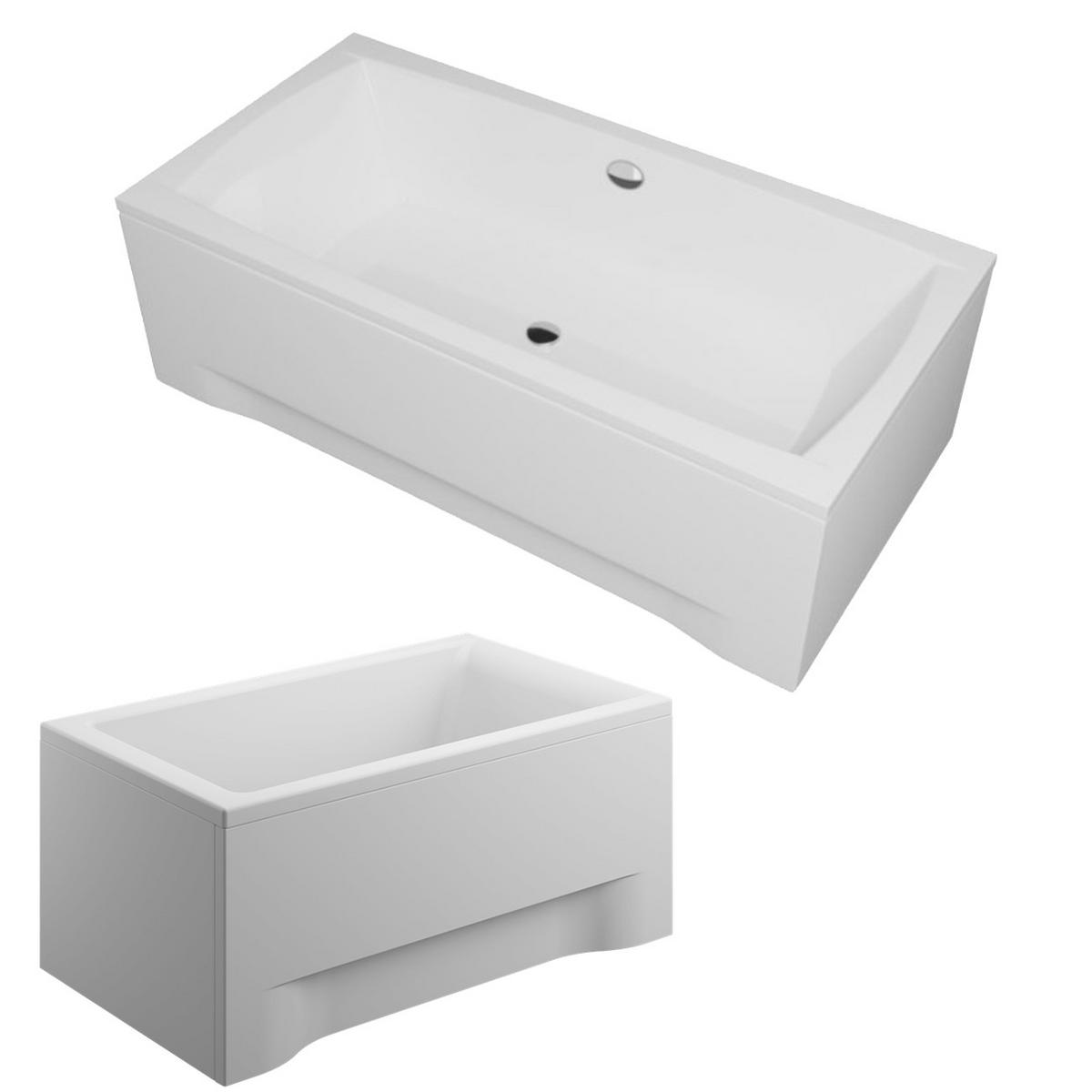 BADEWANNE Rechteck APRI 140/70 mit Schürze Ablauf Füße - Weiß, Kunststoff (70/42/140cm) - bad land
