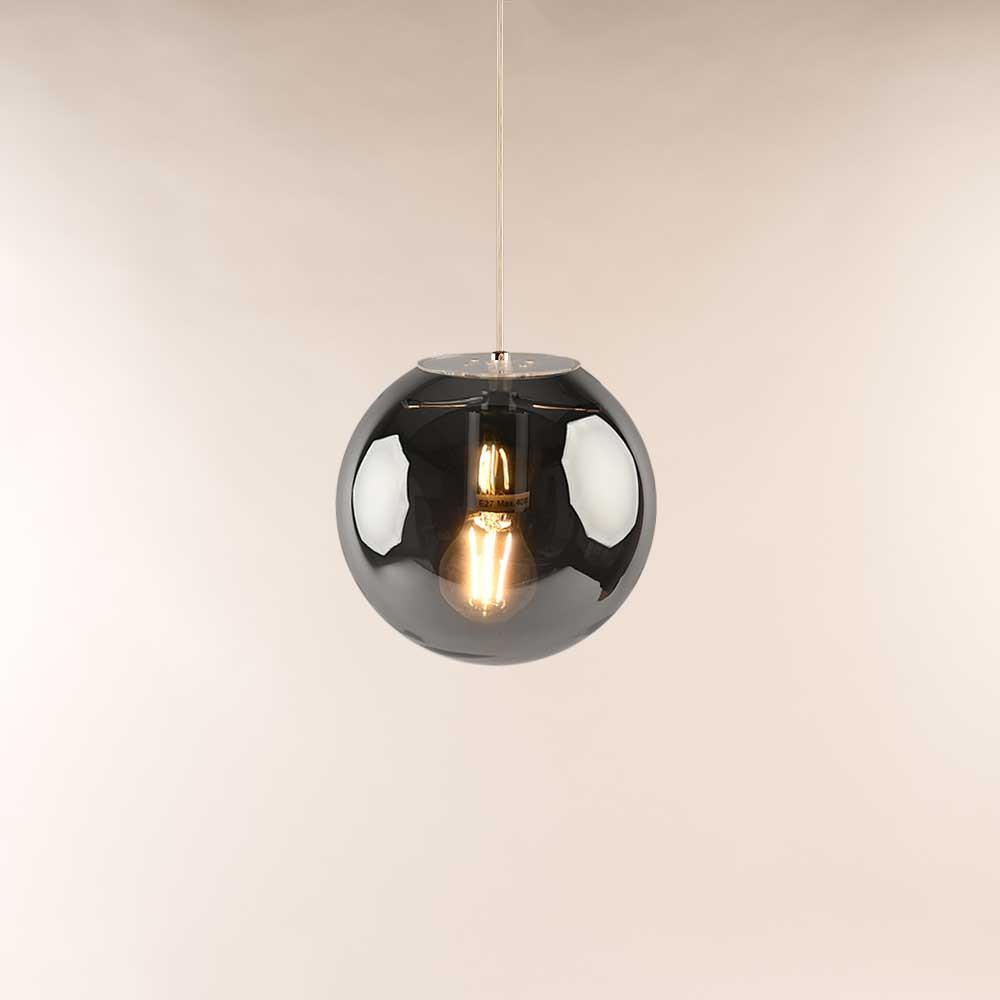 PENDELLEUCHTE Orb Chrom/Rauch Ø 20cm - Chromfarben/Grau, Glas (20/20/20cm) - s.luce