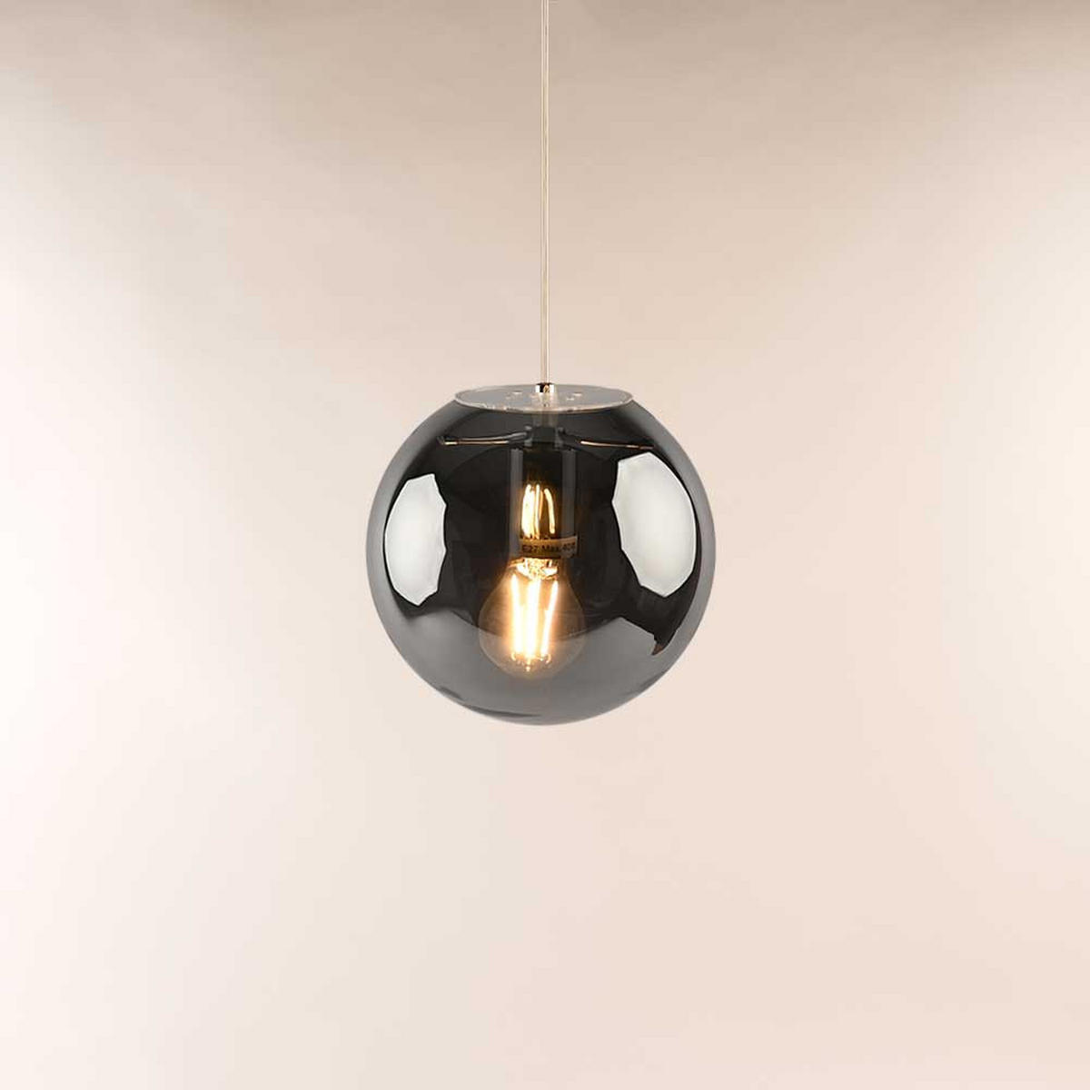 PENDELLEUCHTE Orb Chrom/Rauch Ø 20cm - Chromfarben/Grau, Glas (20/20/20cm) - s.luce