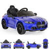 ELEKTROAUTO BMW M4 blau Fernbedienung EVA-Reifen 2 Motoren Musikfunktion - Blau, Kunststoff (110/74/49cm) - Moni