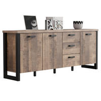 SIDEBOARD Eiche Tabak, schwarz 214 x 86 cm, Kommode mit viel Stauraum - Eichefarben/Schwarz, Holzwerkstoff/Kunststoff (214/86/45cm) - Top.Furn