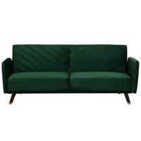 3-SITZER-SCHLAFSOFA Samtstoff Grün Senja - Hellgrün, Textil (200/87/95cm) - Beliani