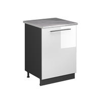 KÜCHENUNTERSCHRANK Fame-Line, Weiß Hochglanz/Anthrazit, 60 cm 1 Tür mit Arbeitsplatte - Weiß Hochglanz/Anthrazit, Holzwerkstoff (60/82/60cm) - Vicco