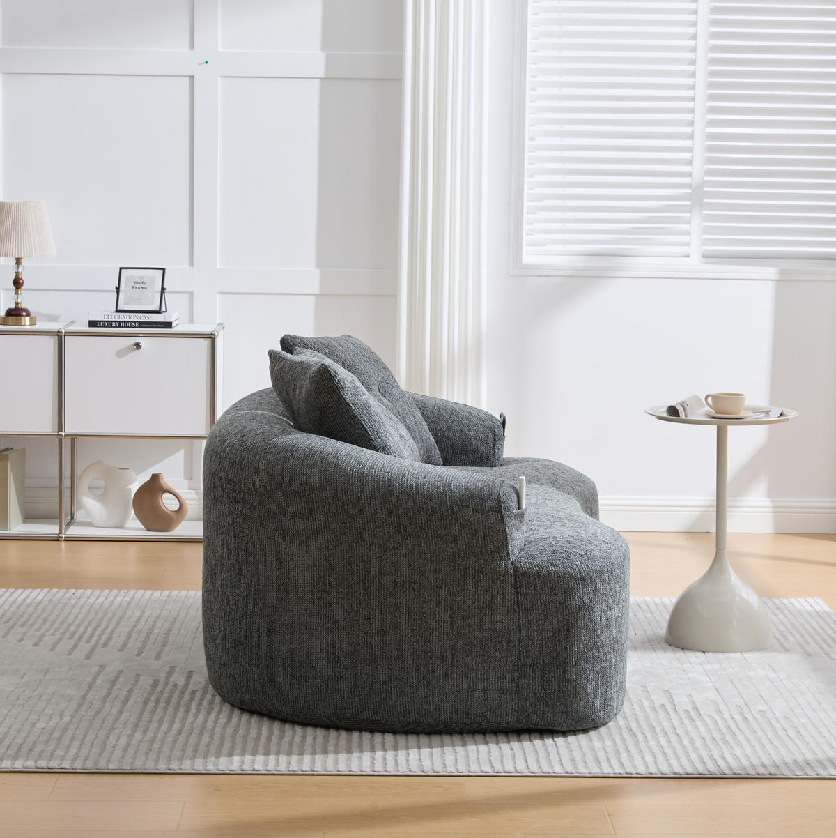 SOFA 2-Sitzer 164 x 92 x 60 cm Chenille Grau - Grau, Holzwerkstoff (164/60/92cm) - Meubliv