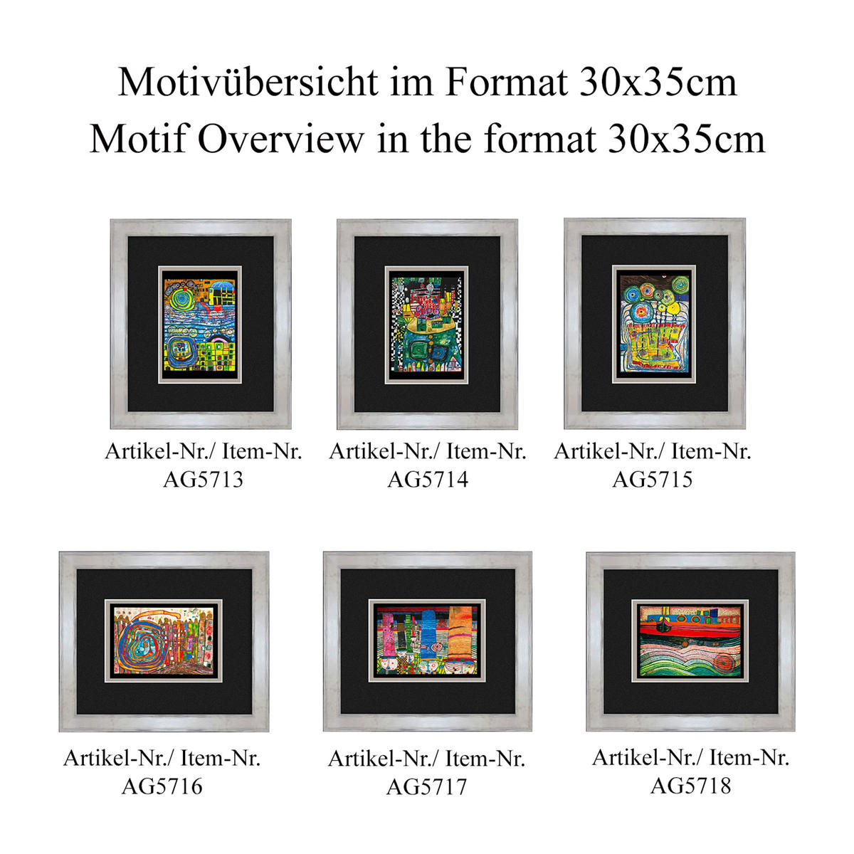 BILD gerahmt 30x35 cm Friedensreich Hundertwasser „Regentag auf Liebe Wellen“ - Rot, Holz (30/35cm) - artissimo