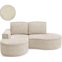 ECKSOFA MOLLY – Halbkreisförmig, Abriamo-Bouclé, Lose Kissen, Bouclé-Bezug, 210x157x88 cm, Links Beige - Beige, Holz/Textil (157/210cm) - DomoHome