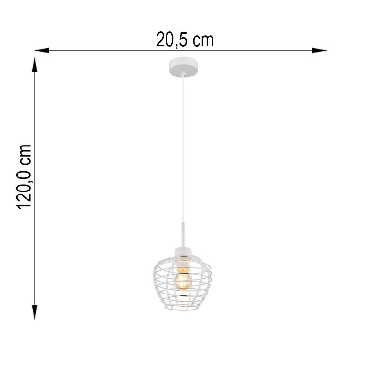 LED HÄNGELEUCHTE Metall, Weiß, höhenverstellbar - Weiß, Metall (20.5/20.5/120cm) - Globo Lighting