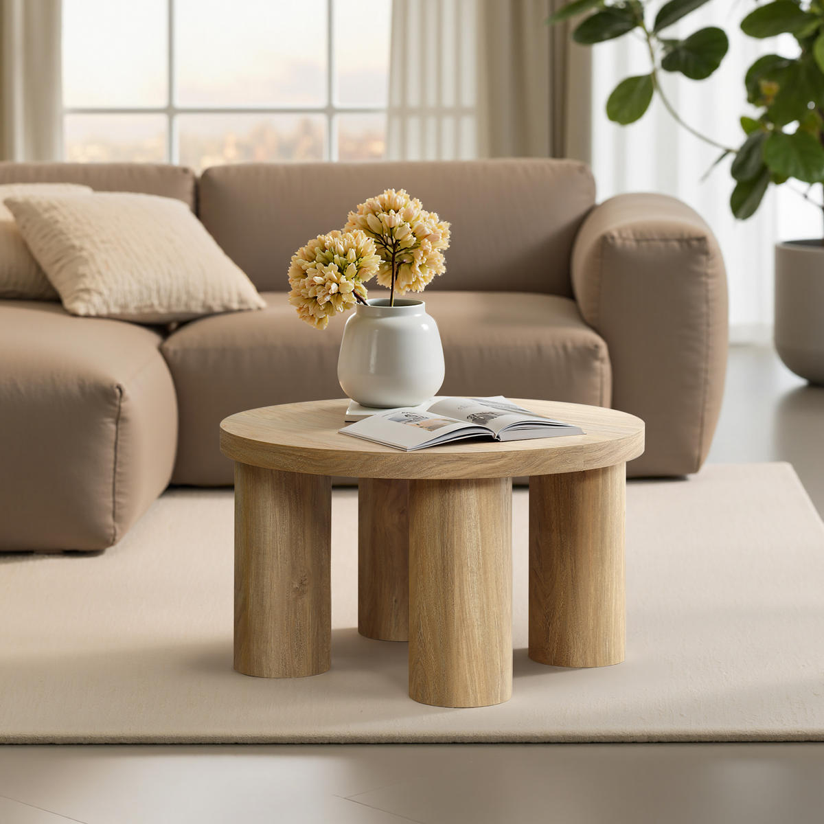 COUCHTISCH Rund | Ø70 x H40 cm - Braun, Holzwerkstoff (70/70/40cm) - Hometopia