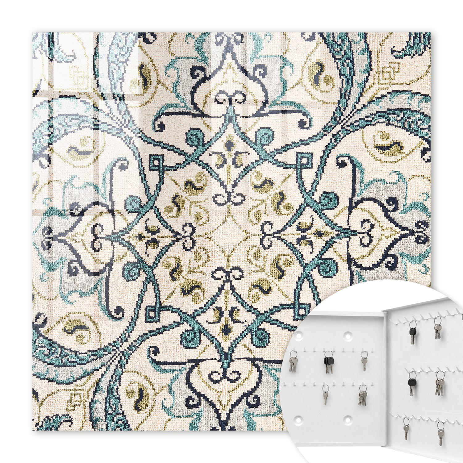 SCHLÜSSELBOX Weiß 30x30 cm – Türöffnung nach rechts - Türkisfarbener Schmuck - Beige, Metall (30/30/5cm) - TULUP