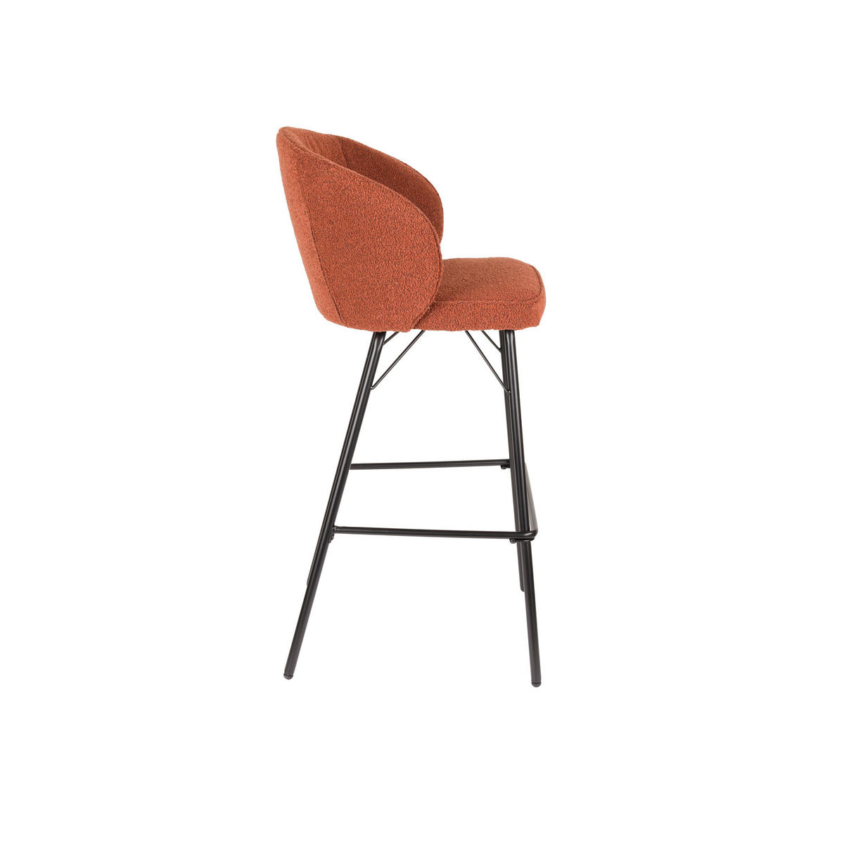 BARHOCKER Joa mit Rückenlehne 75 cm Bouclé Terra - 2 er Set - Rot/Braun, Kunststoff (52/100/50cm) - Housecraft Living