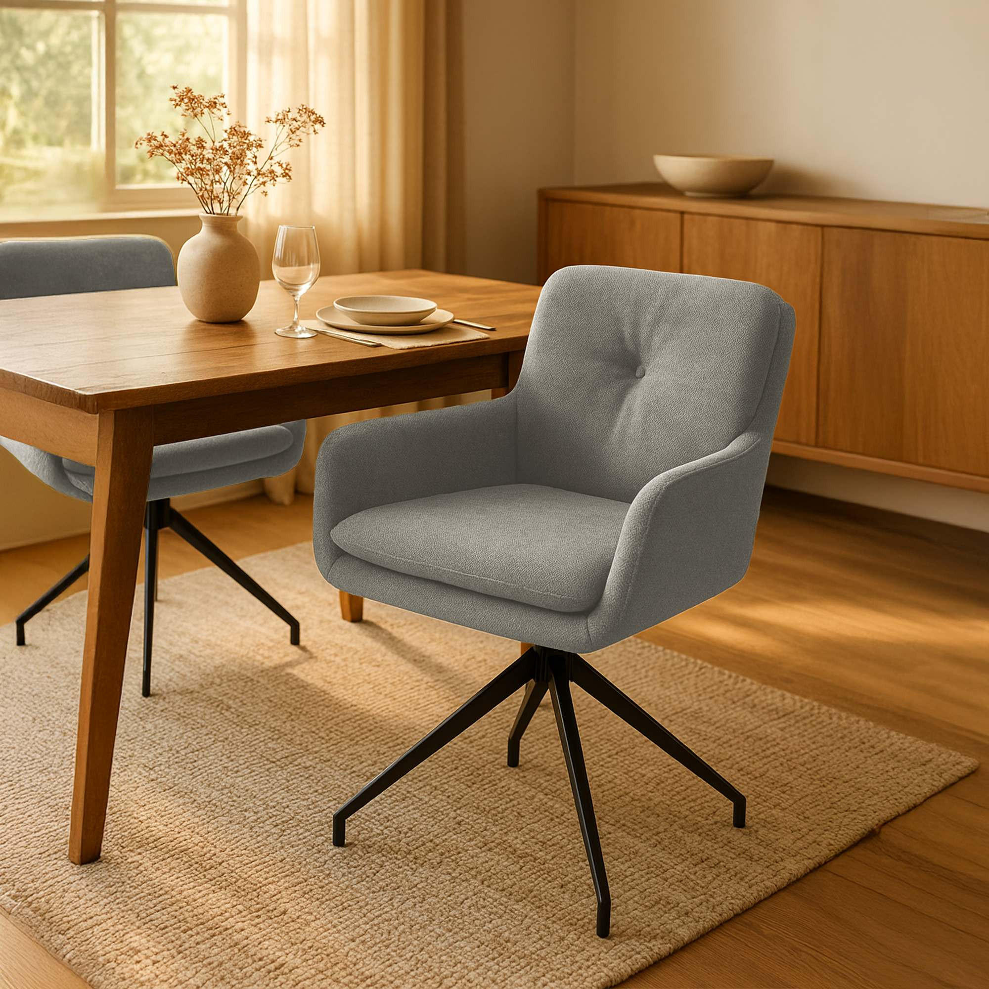 ESSZIMMERSTUHL Stoff Taupe - Taupe/Schwarz, Textil/Metall (58/85/63cm) - CLP