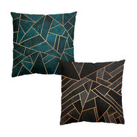 DEKOKISSEN 2er-Set Dreiecke Schwarz Türkis Gold Duo 40/40 cm - Schwarz, Textil (40/40cm) - Bilderwelten