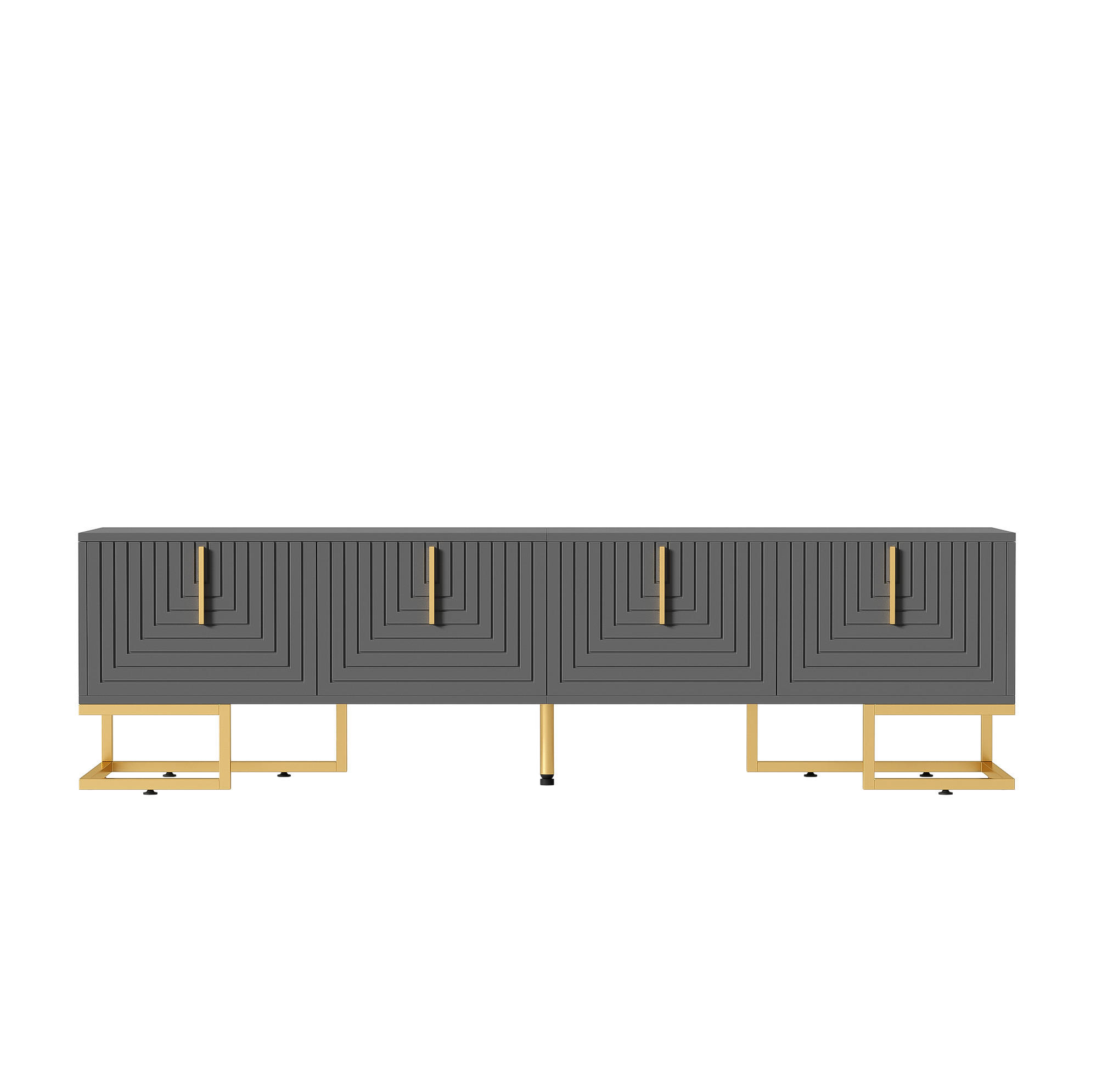 TV komoda z dřevotřísky, 170/40/45,5 cm šedočerná se 4 dvířky - šedá, kompozitní dřevo (170/45.5/40cm) - BEAOK
