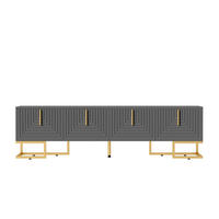 TV komoda z dřevotřísky, 170/40/45,5 cm šedočerná se 4 dvířky - šedá, kompozitní dřevo (170/45.5/40cm) - BEAOK