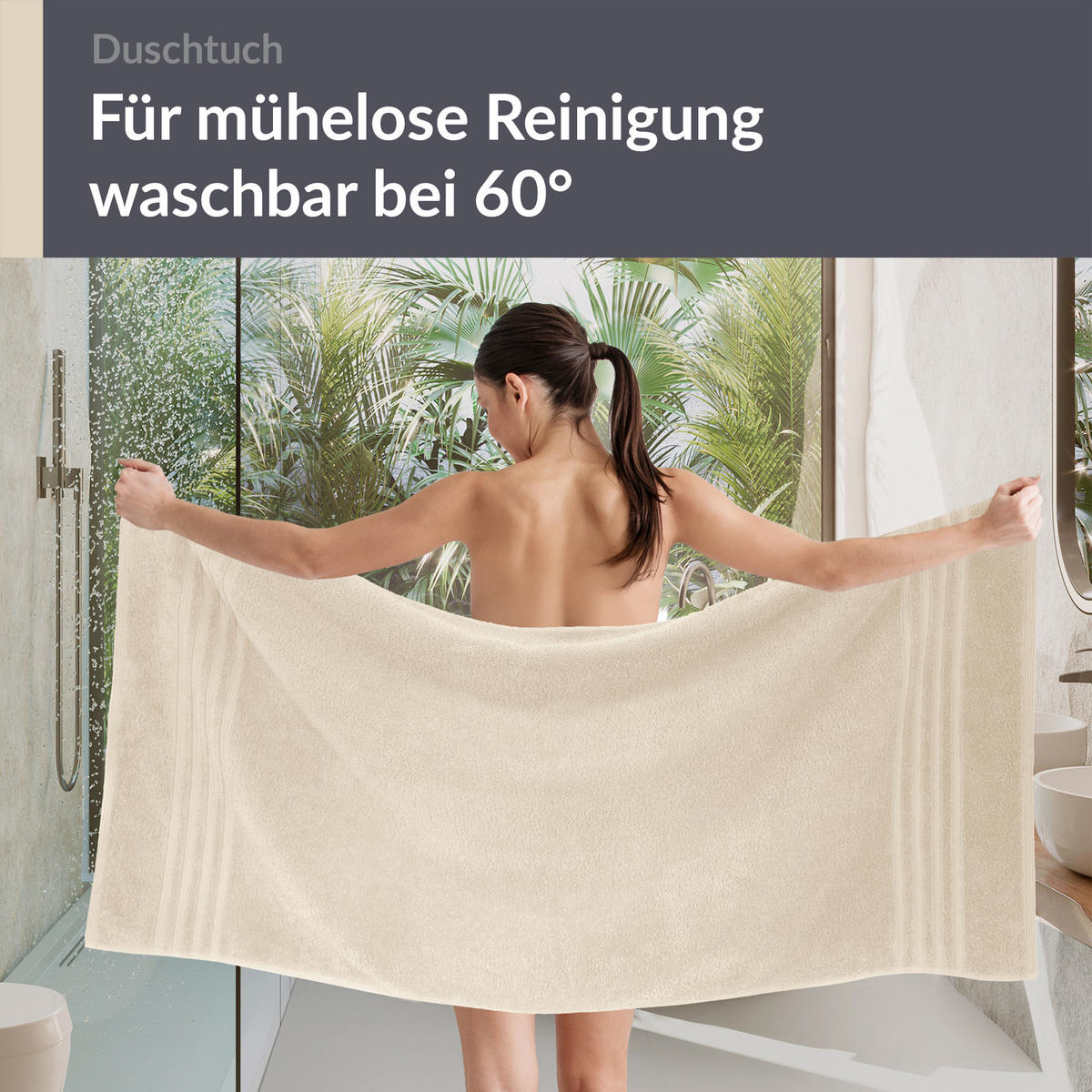 DUSCHTUCH London Natur 2er Set 70x140 - Naturfarben, Textil (70/140cm) - Lashuma