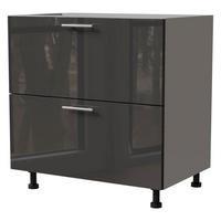 SCHUBLADENUNTERSCHRANK Essen D2A/80/1A X Hochglanz / Grau Matt 80 / 50 / 82cm - Graphitfarben/Grau, Holz/Holzwerkstoff (80/82/50cm) - Feldmann-Wohnen