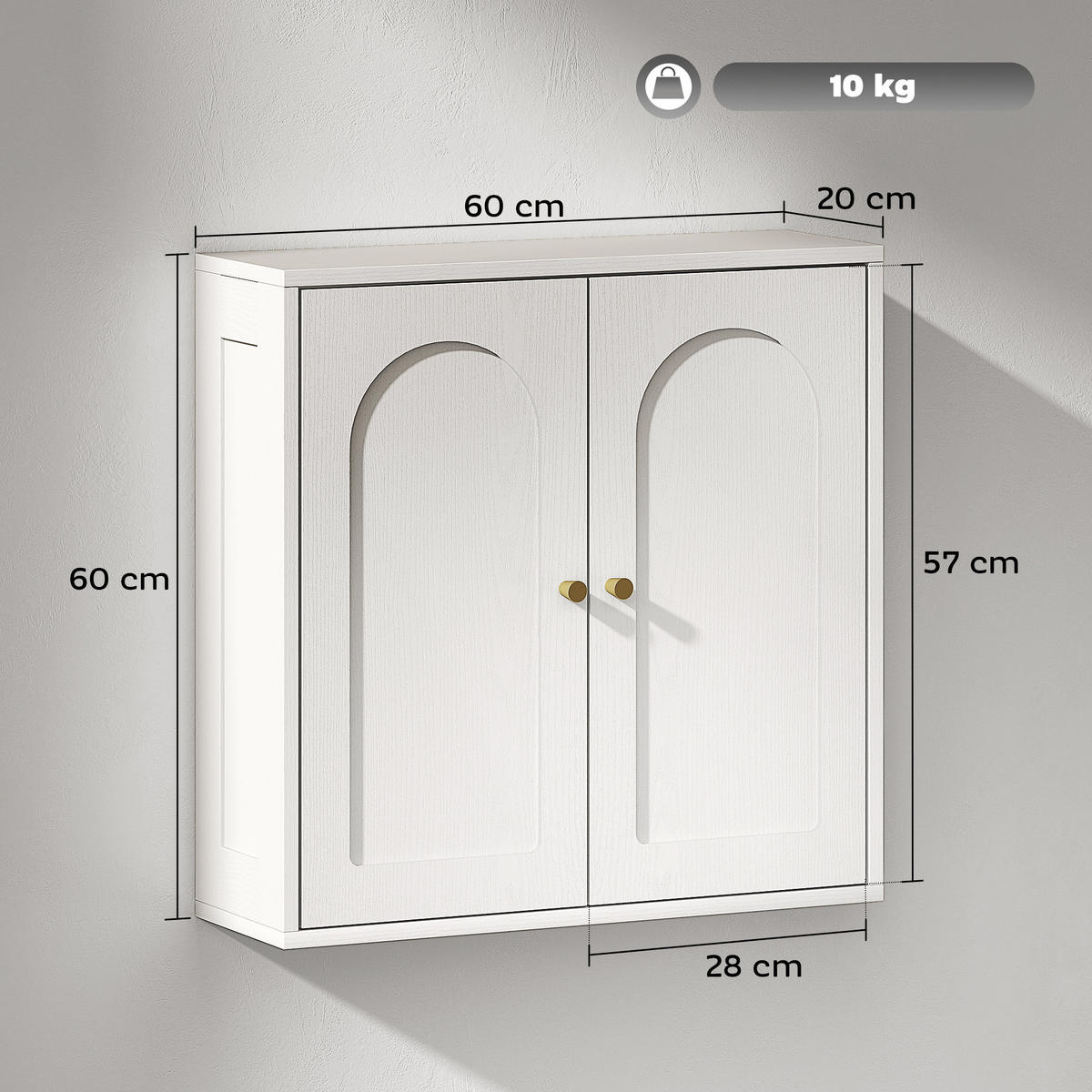 HÄNGESCHRANK Weiß 60/20/60 cm - Weiß, Holzwerkstoff (60/60/20cm) - PANGIVO