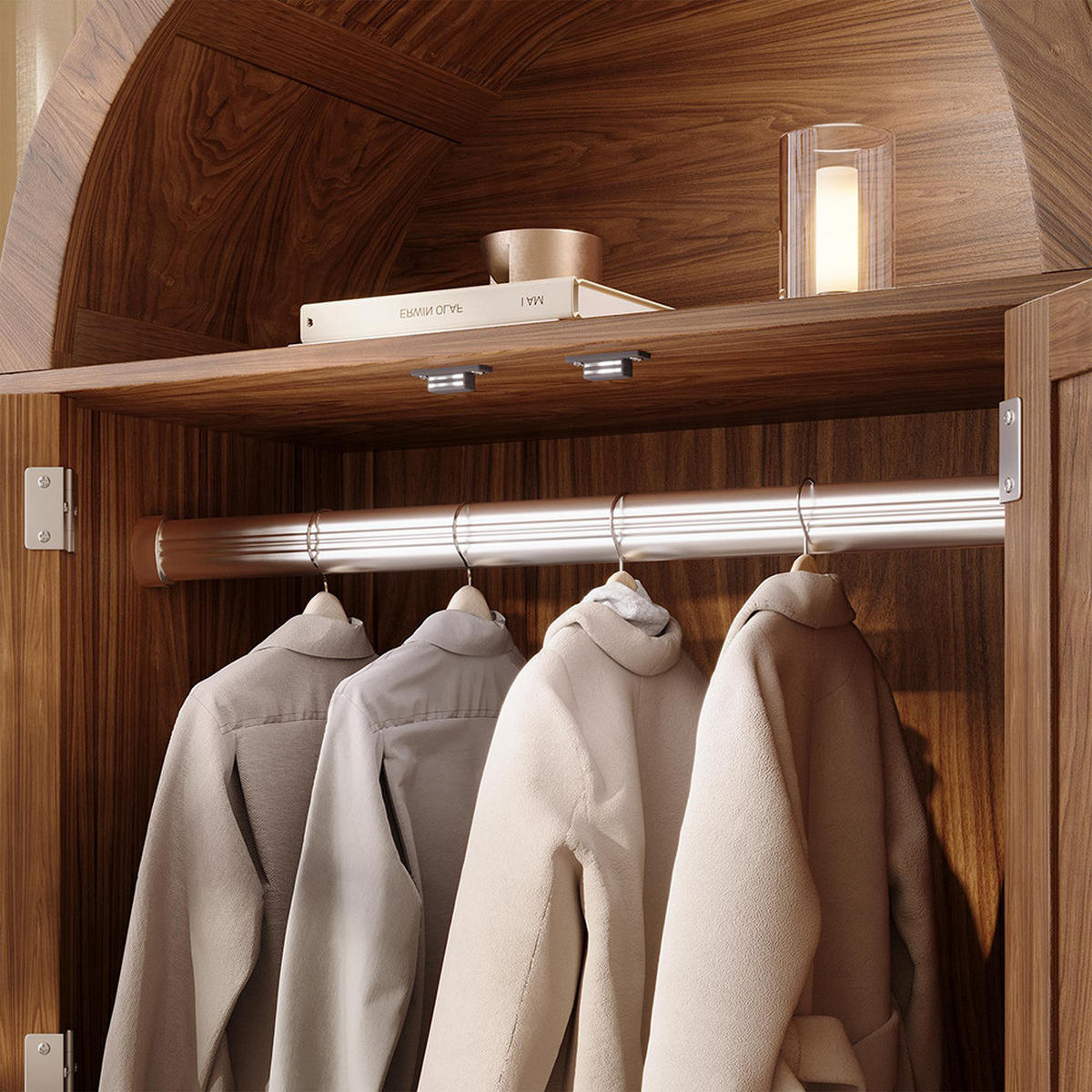 KLEIDERSCHRANK 181x78x45 cm mit Rattan-Flechten in Walnuss - Walnussfarben, Holz (78/181/45cm) - KOMHTOM