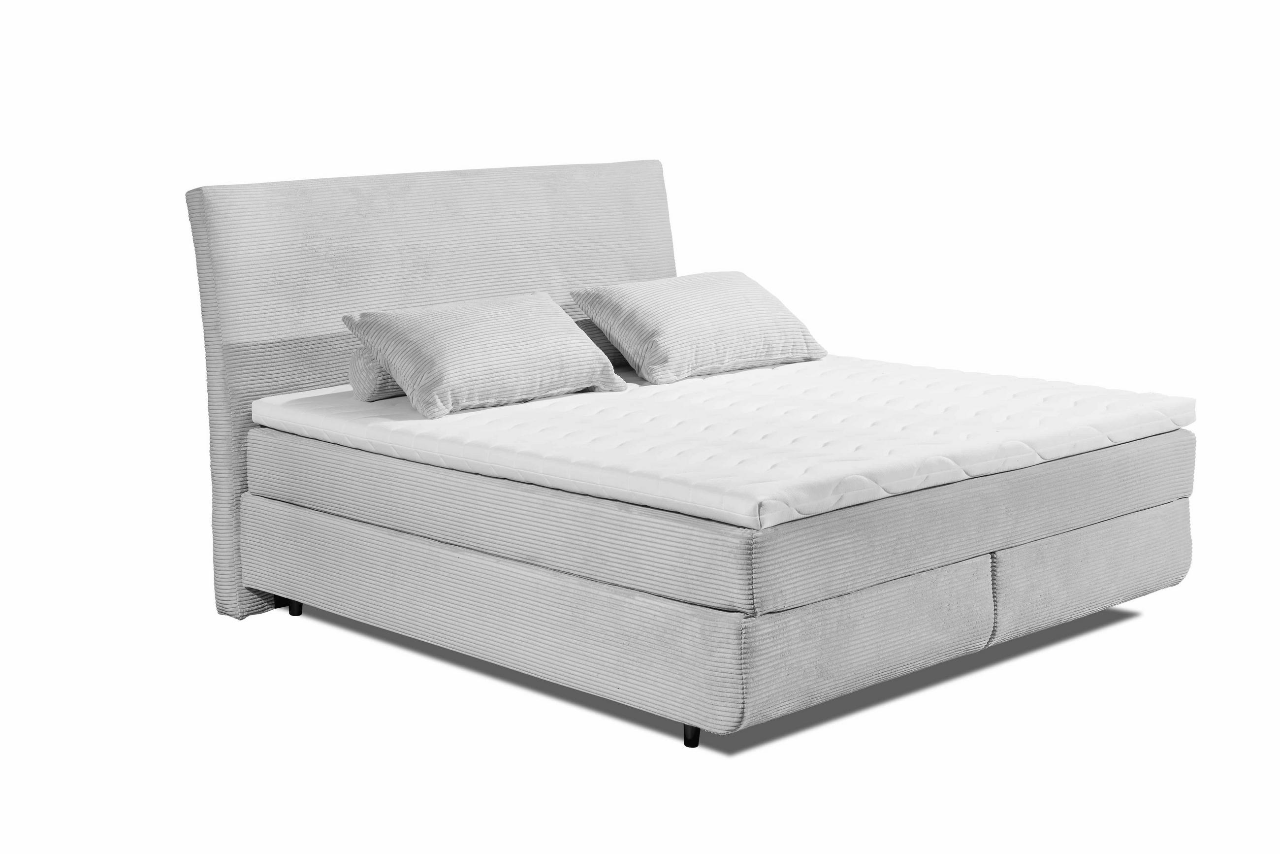 BOXSPRINGBETT 180x200, 7‑Zonen-Tonnentaschenfederkern & H30-Topper, Cordbezug - Beige/Creme, Kunststoff/Textil (180/200cm) - ed exciting design