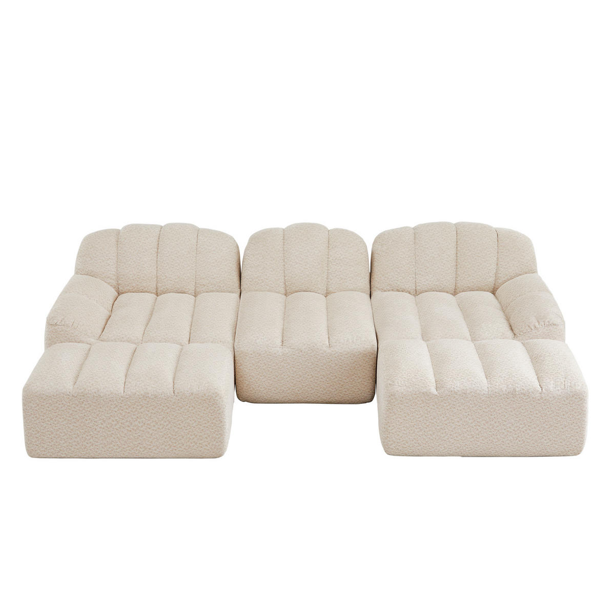SOFA modular U-Form oder 3-Sitzer Granular Fleece Beige White - Beige, Kunststoff (165/79/288.1cm) - Meubliv