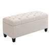 SITZBANK Polsterbank mit Stauraum leinenartiges Polyester holz Cremeweiß - Creme, Kunststoff (40/44/100cm) - HOMCOM
