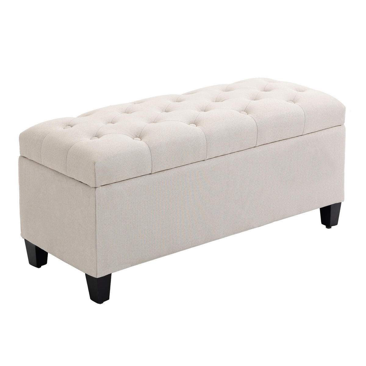 SITZBANK Polsterbank mit Stauraum leinenartiges Polyester holz Cremeweiß - Creme, Kunststoff (40/44/100cm) - HOMCOM