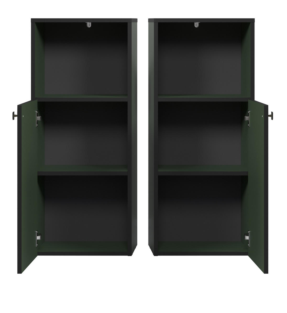 HOCHSCHRANK grün 40 x 186 cm, Badschrank 2-türig - Schwarz/Grün, Holzwerkstoff/Metall (31/95/40cm) - Top.Furn