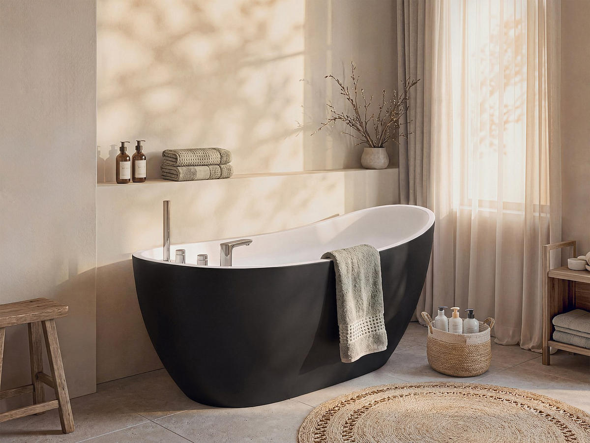FREISTEHENDE Badewanne - 1 Person - Acryl - Schwarz - Schwarz, Kunststoff (170/73/75cm) - Vente-Unique