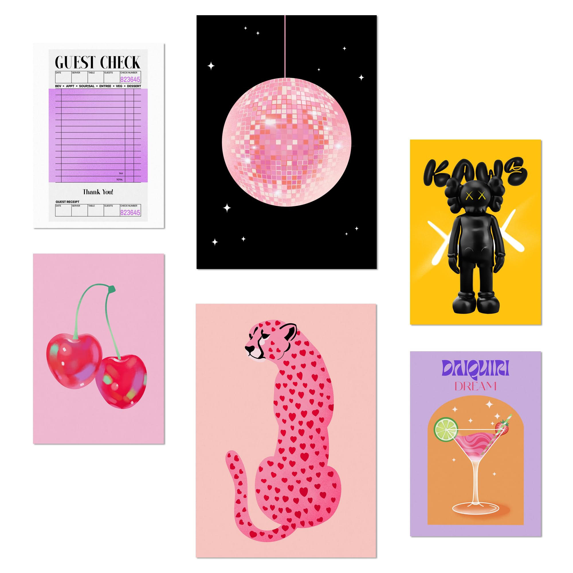 POSTER Set Mit 6 Kaws Moderne KunstA3 & A4 Rahmenlos - Klar, Papier (29/3cm) - Nacnic