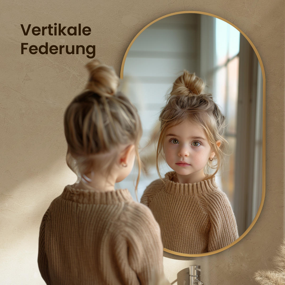 WANDSPIEGEL Glasspiegel Oval Gold 60/45/2 cm - Goldfarben, Glas (45/60/2cm) - EMKE