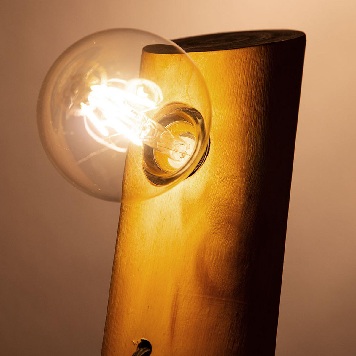 TISCHLEUCHTE Metall Eukalyptusholz Braun - Braun, Holz (16/8/28.2cm)