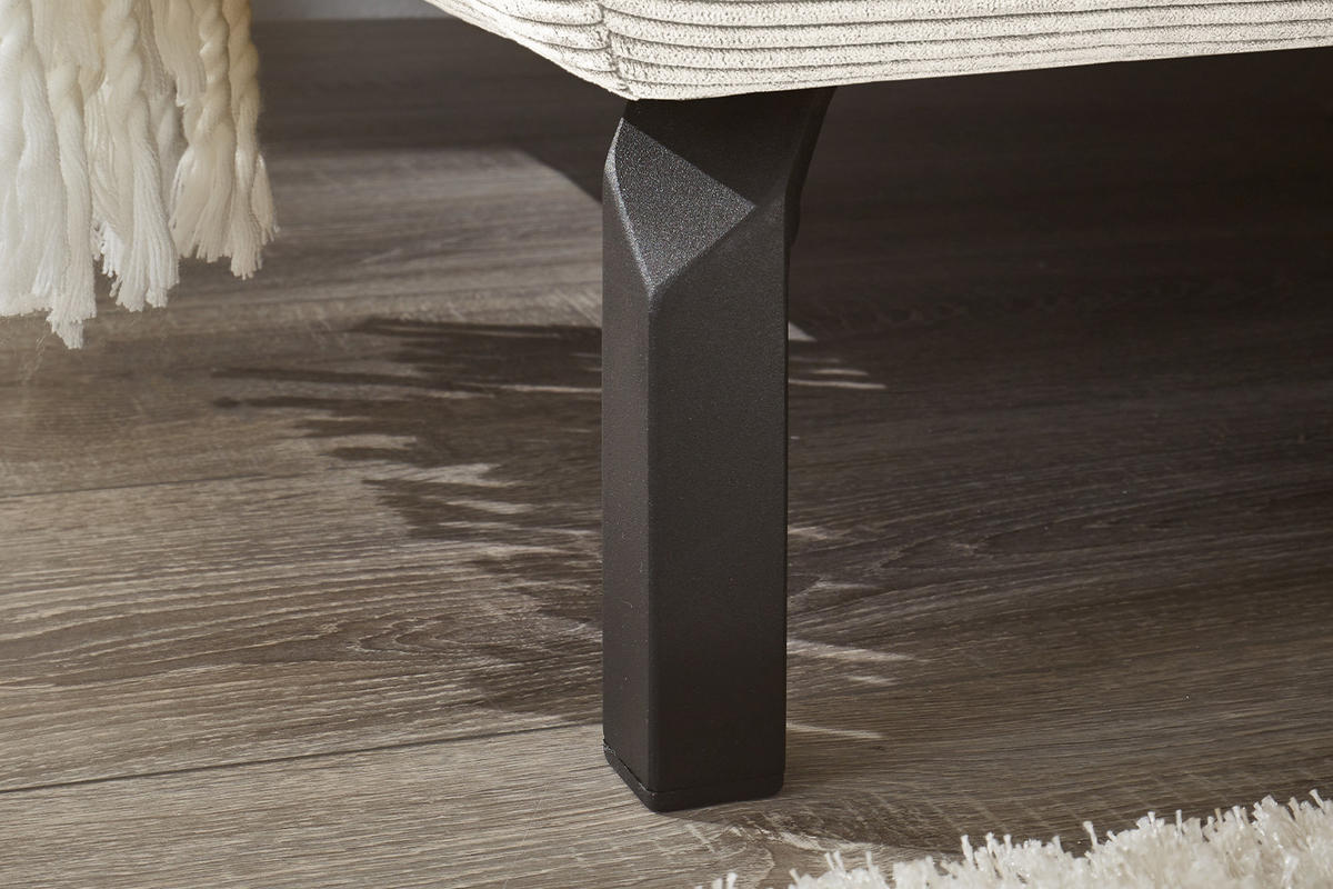 ECKSOFA MIT MOTORISCHEM SITZVORZUG DELIA Weiß Cord - Schwarz/Weiß, Textil/Metall (276/219cm) - KAWOLA