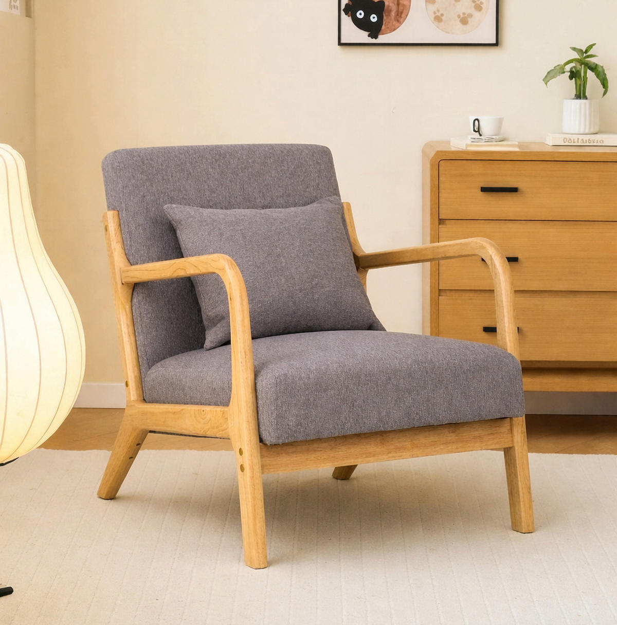 SESSEL Holz Grau - Grau, Holz (64/74/80cm) - Nordlys