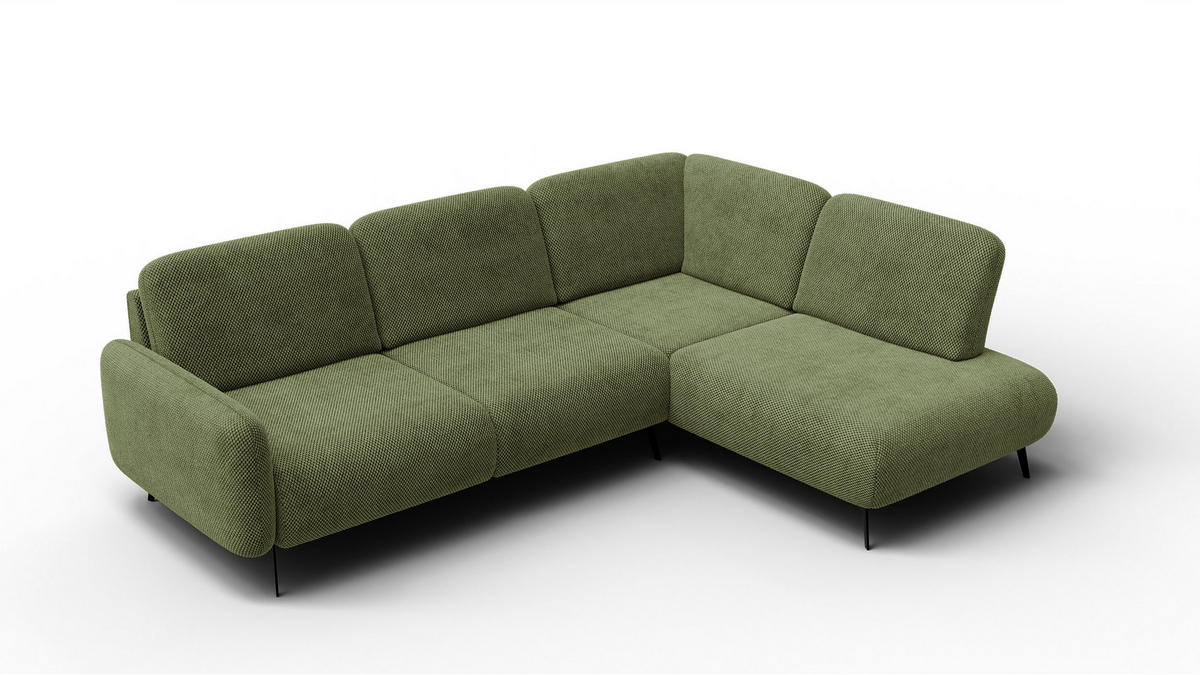 ECKSOFA FEBE 5-Sitzer rechts, olivgrün - Schwarz/Olivgrün, Holz/Textil (271/190cm) - Courtois Laville