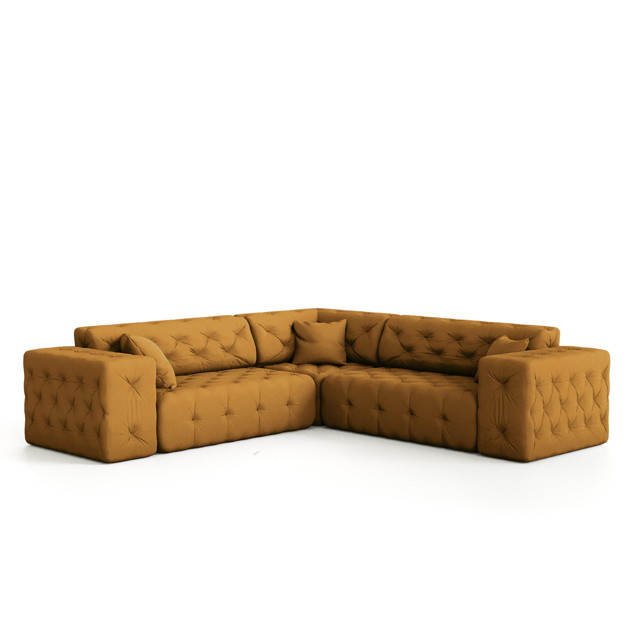 ECKSOFA Chantal - Dunkelgelb, Holzwerkstoff/Textil (246/246cm) - Fun Möbel